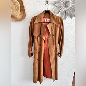 Vintage faux camel suede fully lined trench coat